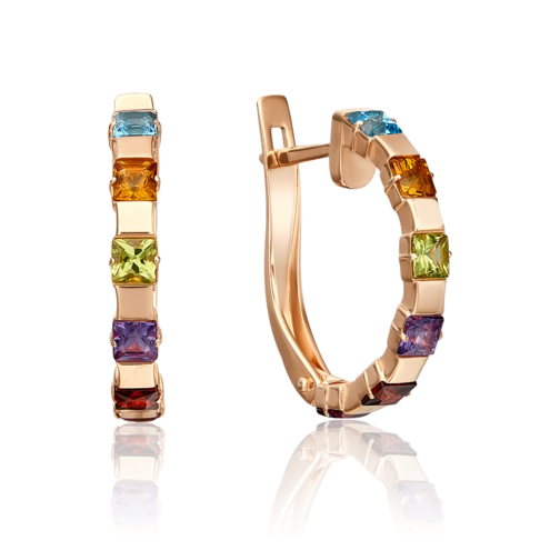 Zelta auskari ar dažādiem akmeņiem