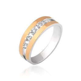 Sudraba gredzens ar zelta plāksnēm un fianītiem