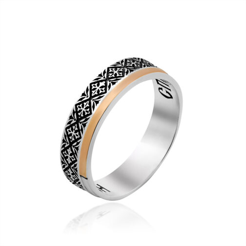 Sudraba gredzens ar zelta plāksnēm