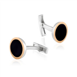 Sudraba kaklasaites piespraudes ar zelta plāksnēm un oniksiem