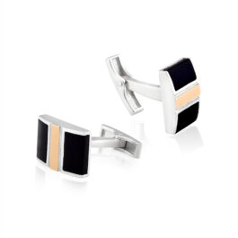 Sudraba kaklasaites piespraudes ar zelta plāksnēm un oniksiem