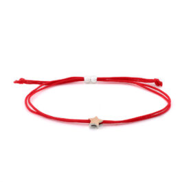 Sarkanas zīda diega aproce ar sudrabu un zelta plāksnēm