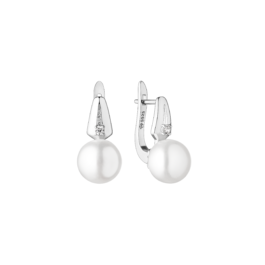 Sudraba auskari ar pērlēm un fianītiem